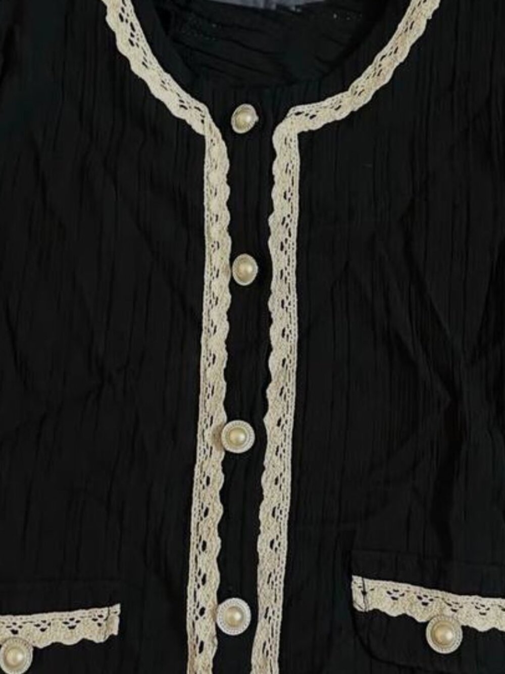 Black Lace Trim Top - Picture 2 of 3